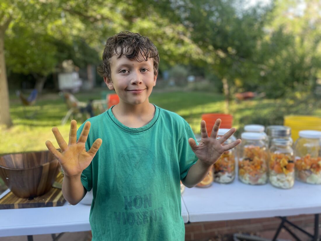 Hands stained from turmeric